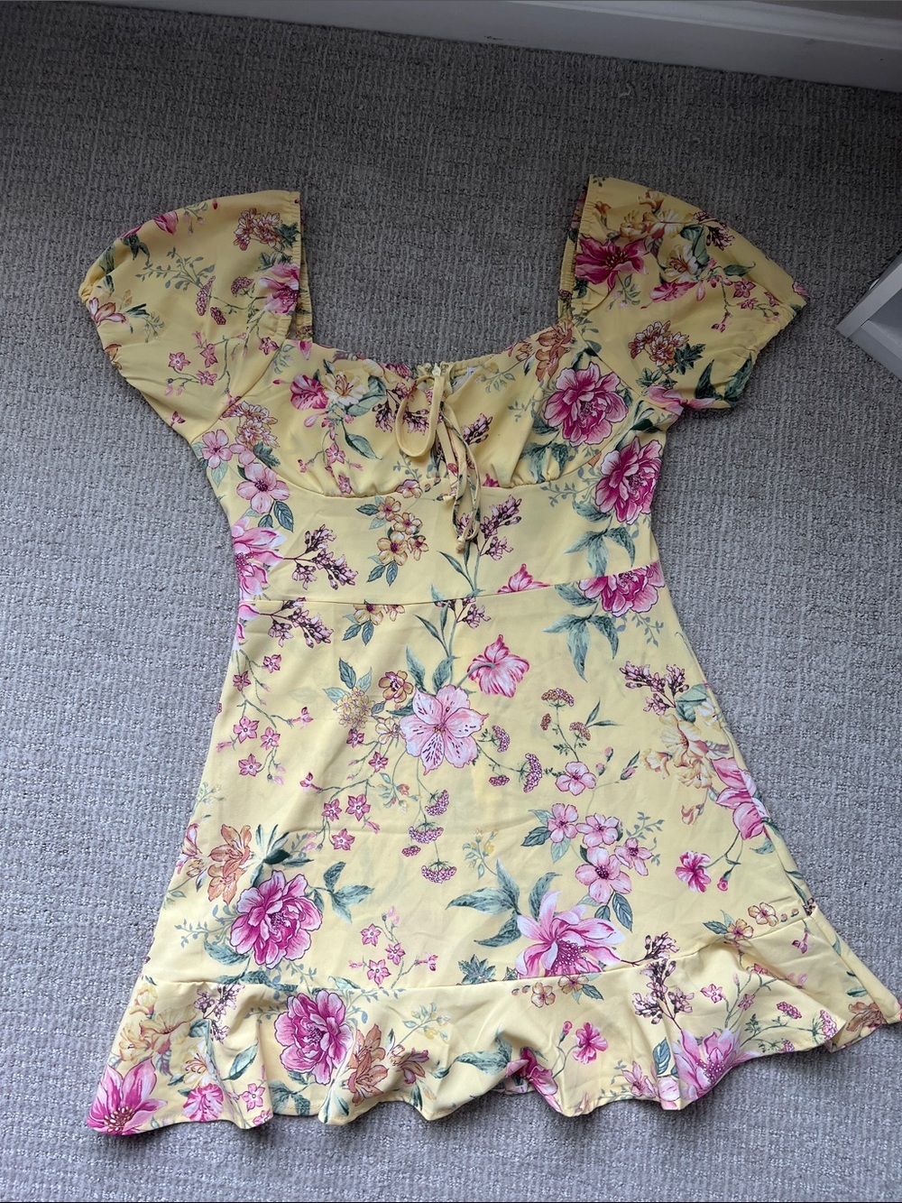Yellow Floral Mini Dress